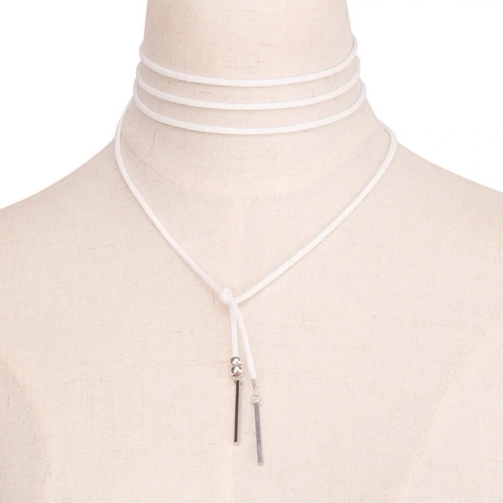 Tassel Wrap Choker Necklace Women Color White